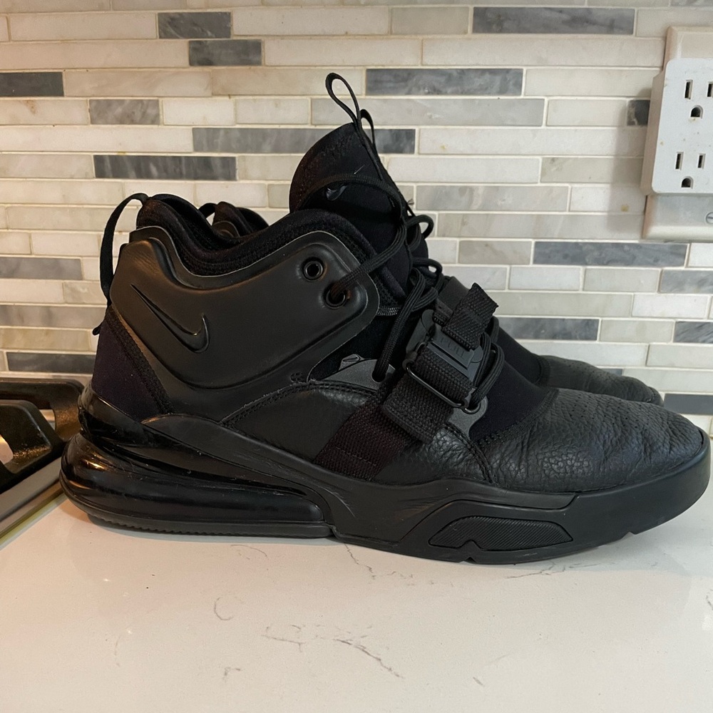 Nike Air Force 270 Triple Black High top buckle strap Sneakers Mens 11